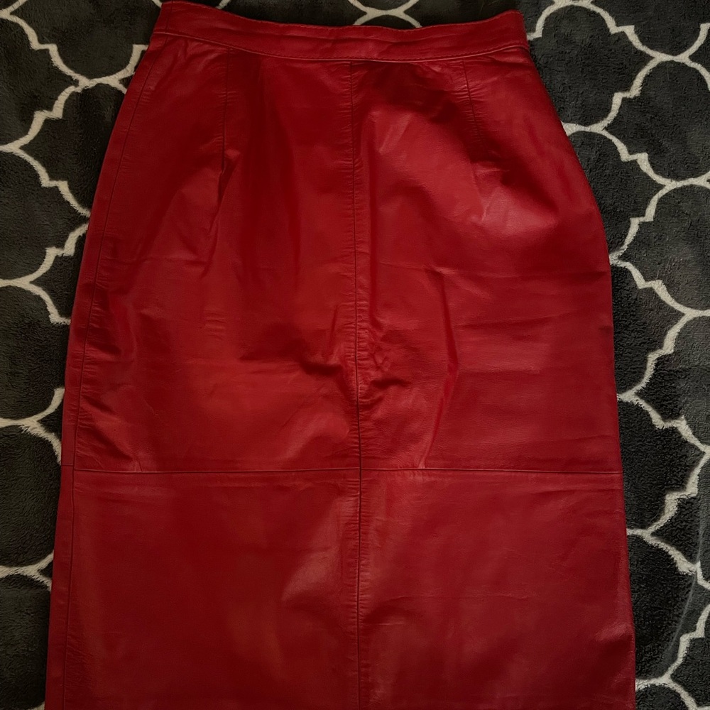Vintage Red Leather Skirt